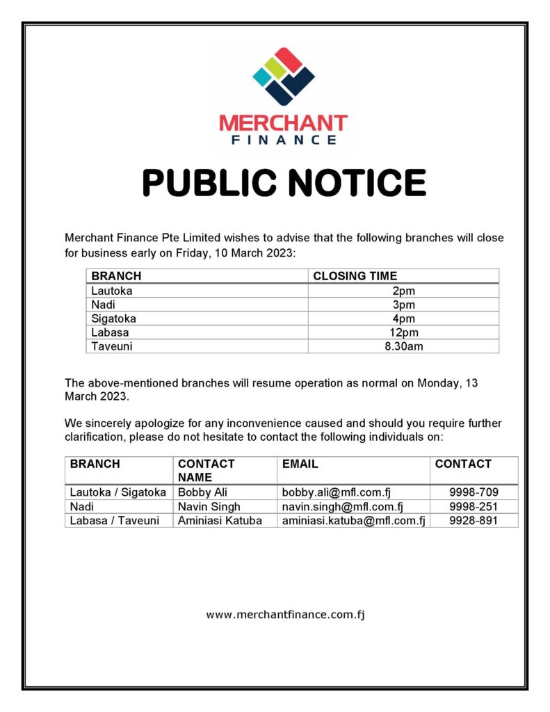PN - Early Business Closure 08/03/2023