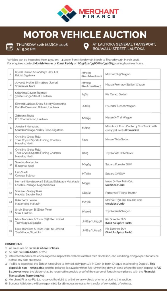 thumbnail of Motor Vehicle Auction 12th March 2026