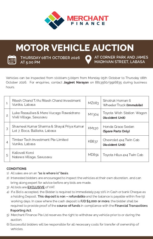 thumbnail of Motor Vehicle Auction 08th October 2026
