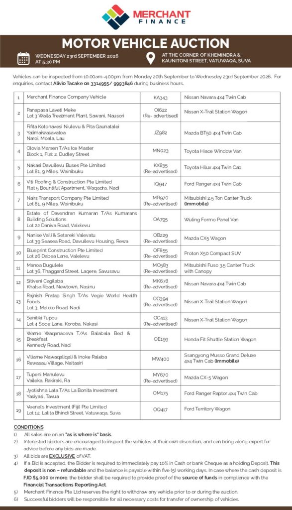 thumbnail of Motor Vehicle Auction 23rd September 2026